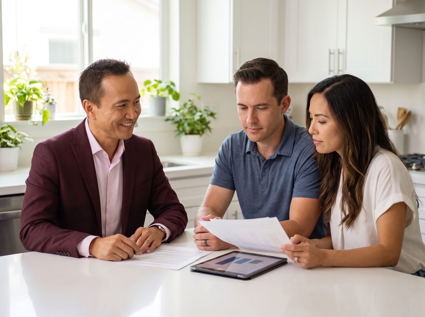 Kiri Suykry walking a couple through a neutral valuation and net-proceeds estimate at their kitchen table