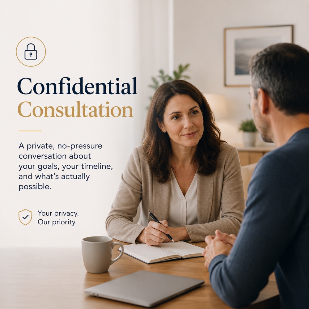 Step 1 — A private, confidential first conversation about your goals and timeline