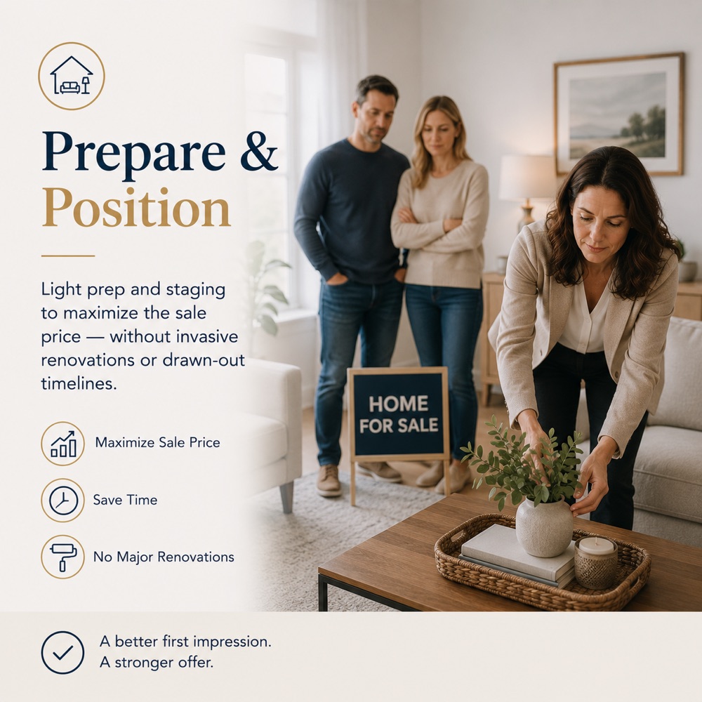 Step 4 — Light prep and staging to position the home for the best sale price